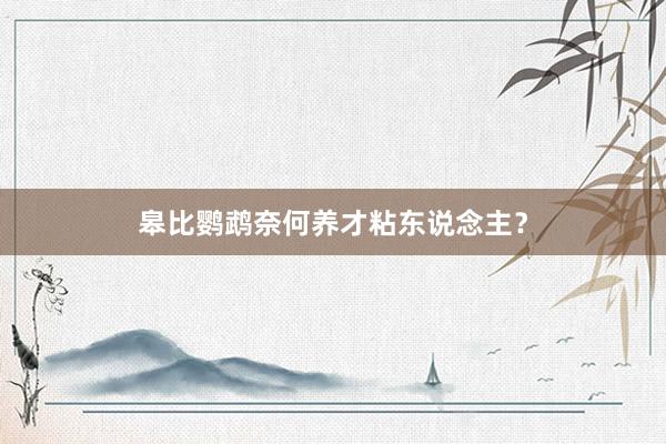 皋比鹦鹉奈何养才粘东说念主？